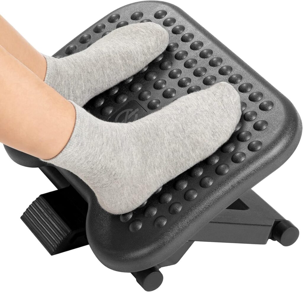 HUAUO Poggiapiedi Ergonomico con 3 Regolabili in Altezza e Angolo, Poggiapiedi Antiscivolo per Ufficio e Casa, poggiapiedi da scrivania
