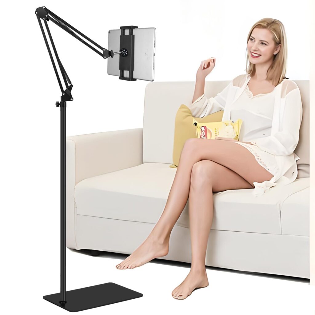 SAMHOUSING Supporto per tablet e cellulari da pavimento, regolabile, universale, girevole a 360 gradi, in metallo, per iPad, iPhone X, iPad Pro o altri dispositivi da 4,7-12,9 pol…