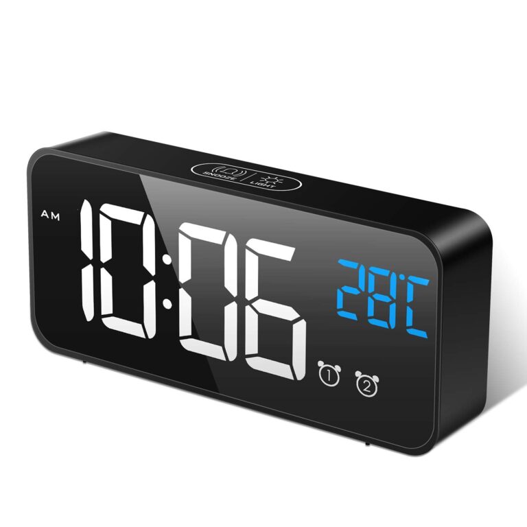 MOSUO Sveglia Digitale, Sveglia da Comodino con Temperatura e LED | Grande Schermo,Orologio a Specchio con 2 Allarme, Suoni e Luminosità Regolabile, Controllo Vocale, USB Ricarica…