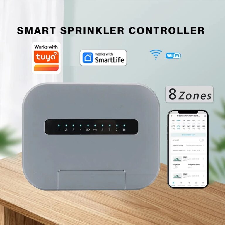 Controller Smart WiFi per Irrigazione Interna a 6/8 Stazioni, Sistema di Irrigazione con Controllo Remoto Compatibile con App Tuya Smartlife, Spina EU
