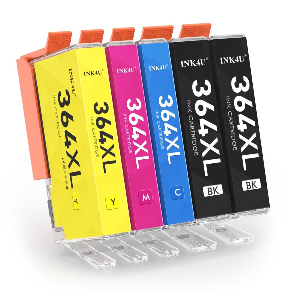INK4U 364XL Cartucce Compatibili per HP 364 XL Cartucce d'inchiostro per Photosmart 5520 5510 5522 6520 7520 6510 Deskjet 3520 3070A Officejet 4620 4622 (2 Nero,1 Ciano,1 Magenta,…