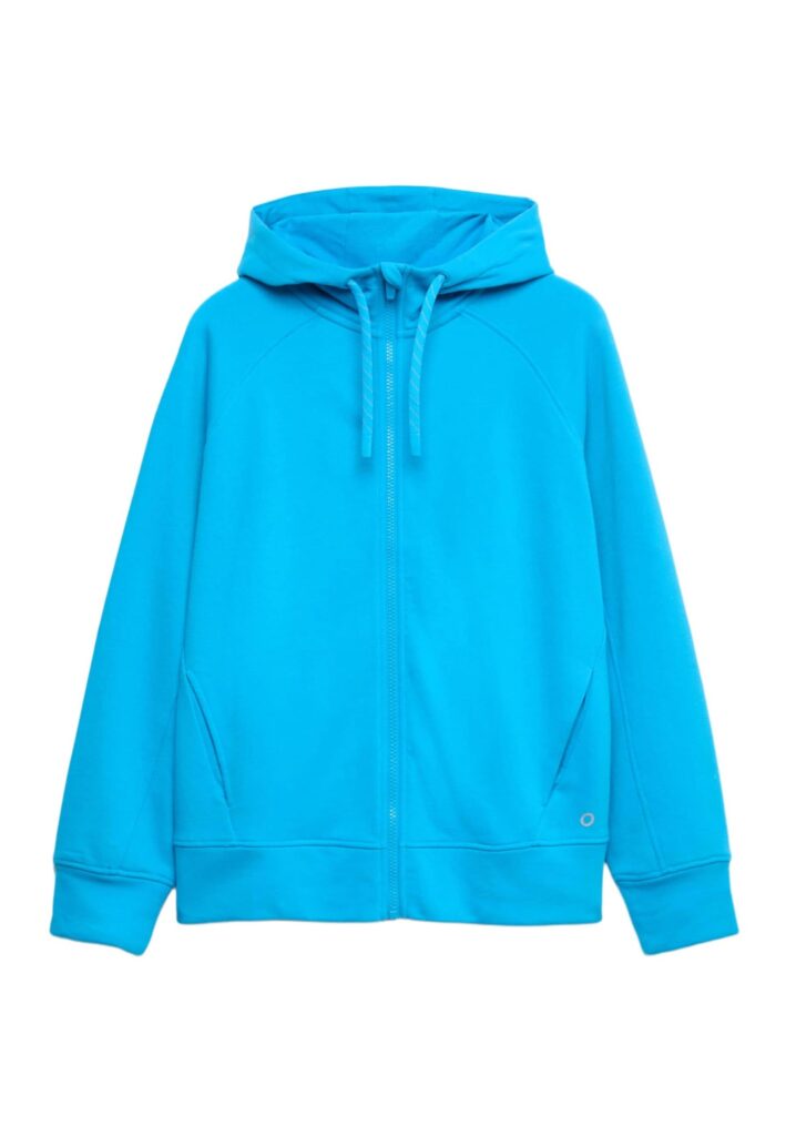 Marks & Spencer Donna con Zip Felpa con Cappuccio Ricco di Cotone – vestibilità Comoda – con Tasche