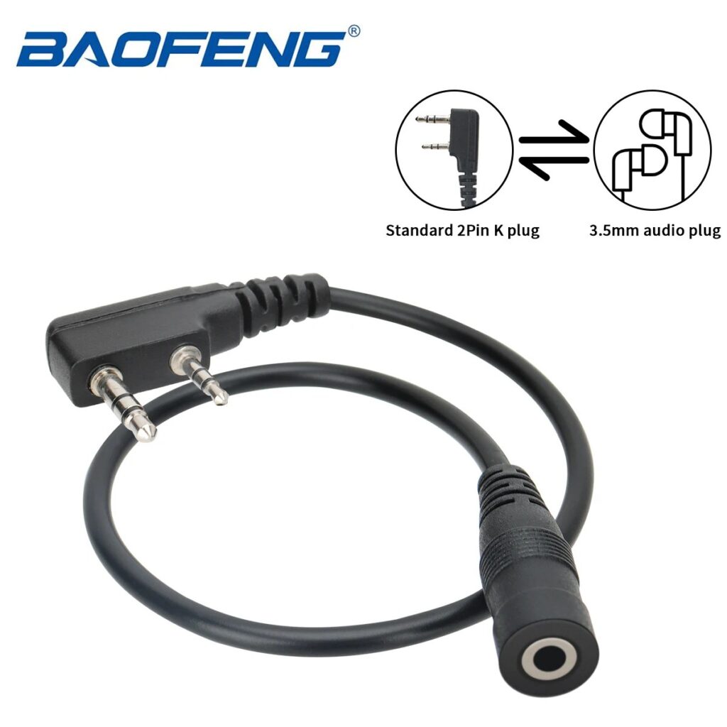 BAOFENG Cavo adattatore per auricolare Quansheng Walkie Talkie da 2 pin a 3,5 mm compatibile con BAOFENG UV-5R APPI