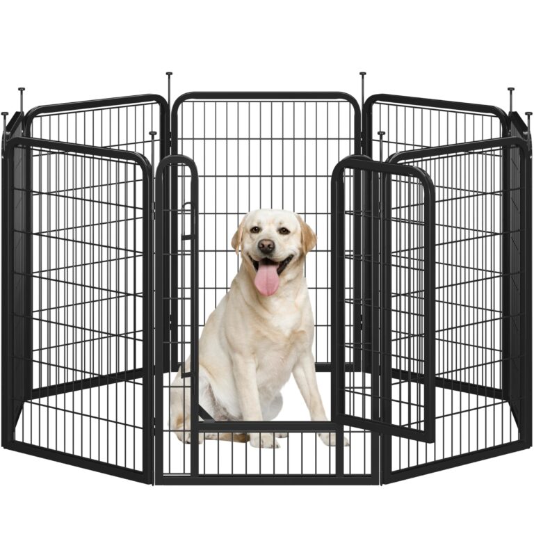 Yaheetech Recinto per Cani da Interno e Esterno 8 pz 68 x 100 cm Nero | Recinzione in Ferro con Rete, Cuccioli Gatti Conigli Animali Domestici, Giardino Casa, Salvaspazio