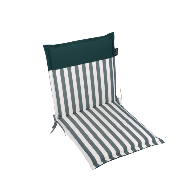 LILENO HOME Cuscino per sedia da giardino [set da 1 – schienale basso] a strisce verde scuro – tinta unita verde scuro – comodo cuscino per sedie da giardino – Cuscino per sedie d…
