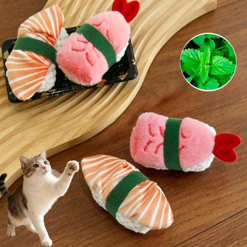 2 Pezzi Giocattolo da Masticare per Gatti in Peluche, Simulazione Sushi con Erba Gatta, Giocattolo Interattivo Resistente ai Morsi per Gattini, Confezione Combinata, Forniture per…