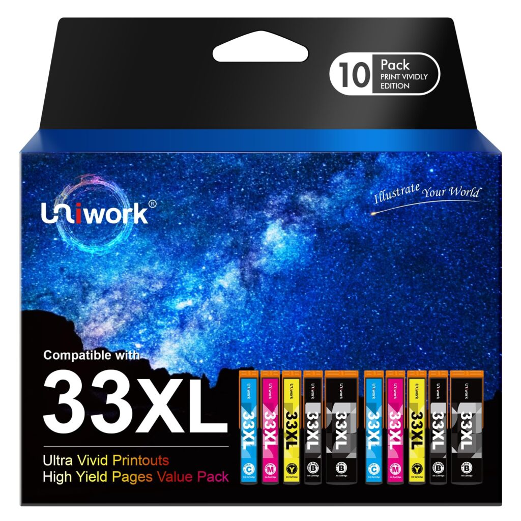 Uniwork 33XL Compatibili Cartucce Sostituzione per Epson 33 XL (10-Pack) | 33XL,Expression Premium XP-530,XP-540,XP-630,XP-635,XP-7100,XP-645,XP-640,XP-830,XP-900,XP-645,Compatibi…