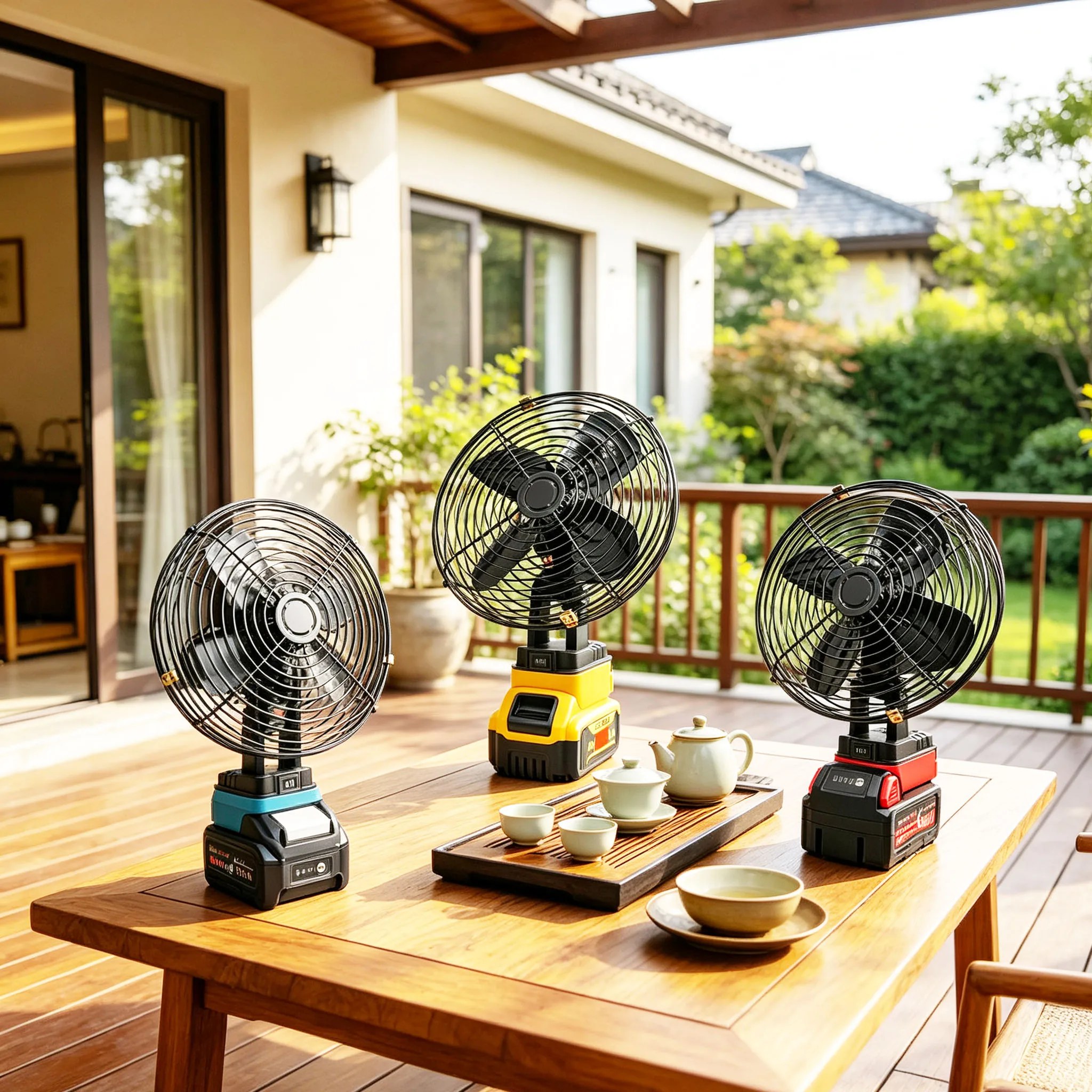 Ventilatore da Campeggio Portatile per Esterni, da Tavolo, in Metallo, con Vento Potente, Compatibile con Batterie agli Ioni di Litio 18V Makita, Dewalt, Milwaukee e M18