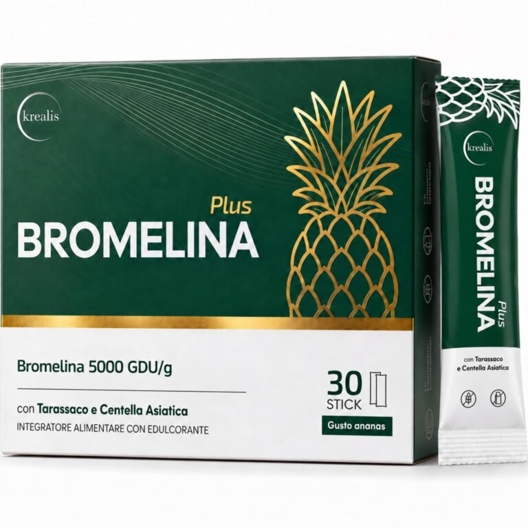 Bromelina da Bere 5000 Gdu con Centella Asiatica e Tarassaco | Integratore Bromelina Estratto dal Gambo di Ananas - 30 Stick Gusto Ananas - Made in Italy