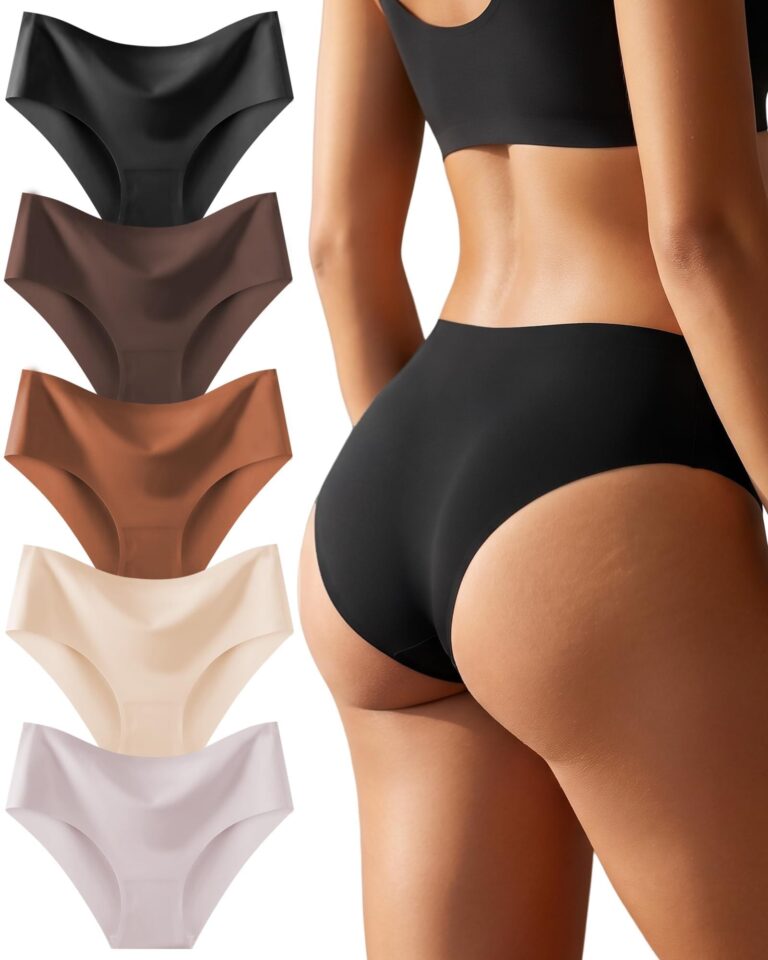 ALL OF SHE 5 Pack di Mutande Senza Cuciture Donne a Vita Media scivolamenti Morbidi Mutandine Senza Cuciture Biancheria Intima Donne Multipack XS-XL