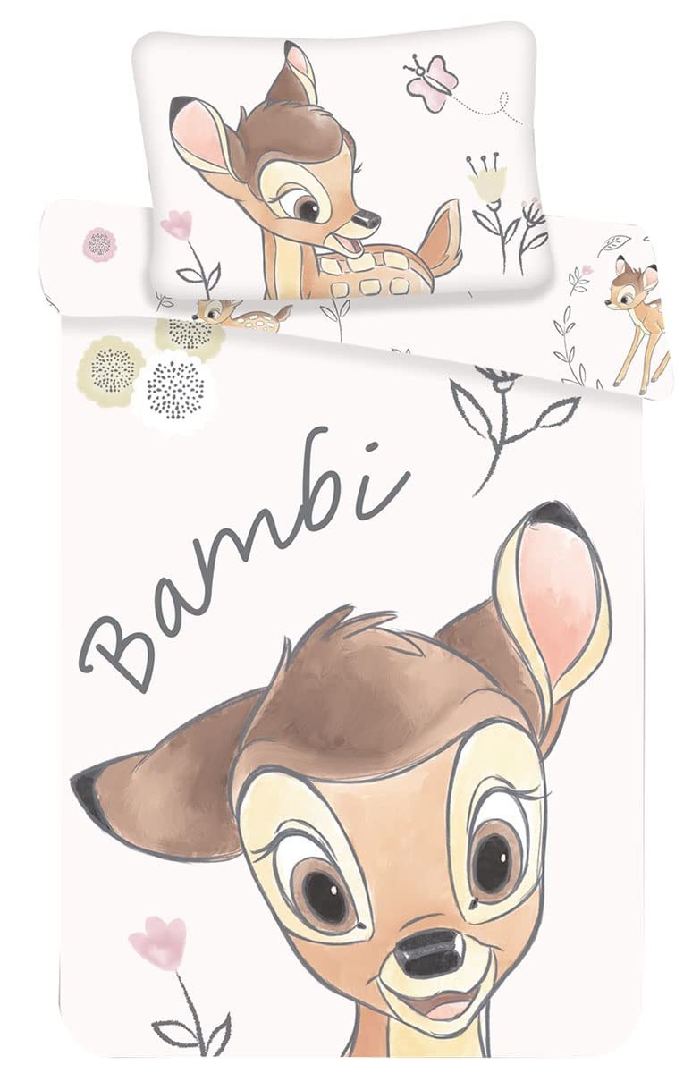 Set di biancheria da letto per bambini, motivo: Bambi, 100 x 135 cm + 40 x 60 cm