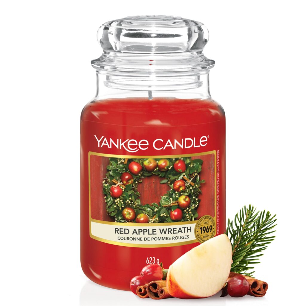 Yankee Candle Candela profumata in giara grande | Red Apple Wreath | Durata Fino a 150 Ore | regalo perfetto per le donn