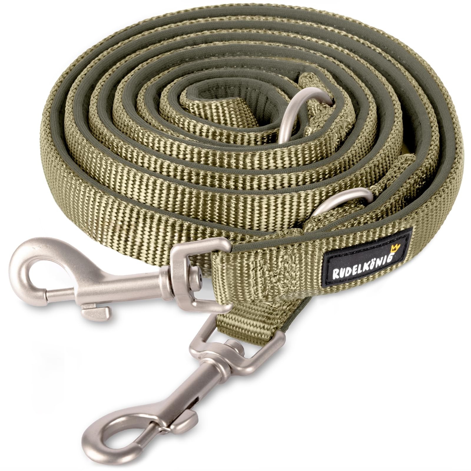 Rudelkönig Guinzaglio Addestramento Cani Bella - Regolabile 2,30m | Nylon idrorepellente, 2 moschettoni in metallo, girello 360° - per cani di taglia media e grande