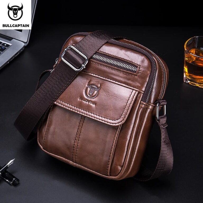 Bullcaptain Borse a Tracolla Casual da Uomo, Borsa Messenger Business, Borsa in Pelle di Alta Qualità per Uomo, Mini Borsa con Ampia Capacità e Tasche