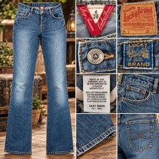 Jeans donna Easy Rider marca Lucky vintage anni 90 6 28 bottoni dritti mosca elasticizzato