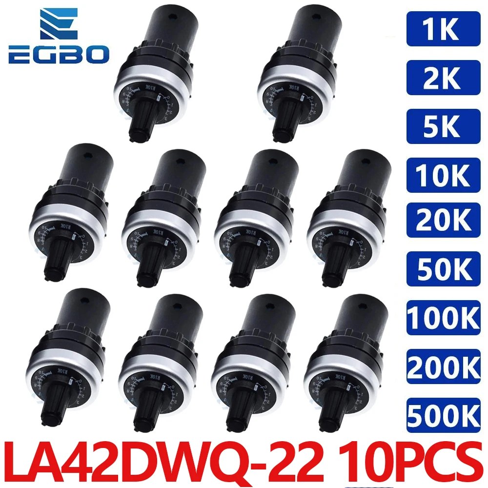 10 pezzi ​ LA42DWQ-22 Convertitore interruttore resistenza potenziometro rotativo, 500K, 200K, 100K, 50K, 20K, 10K, 5K, 2K, 1K