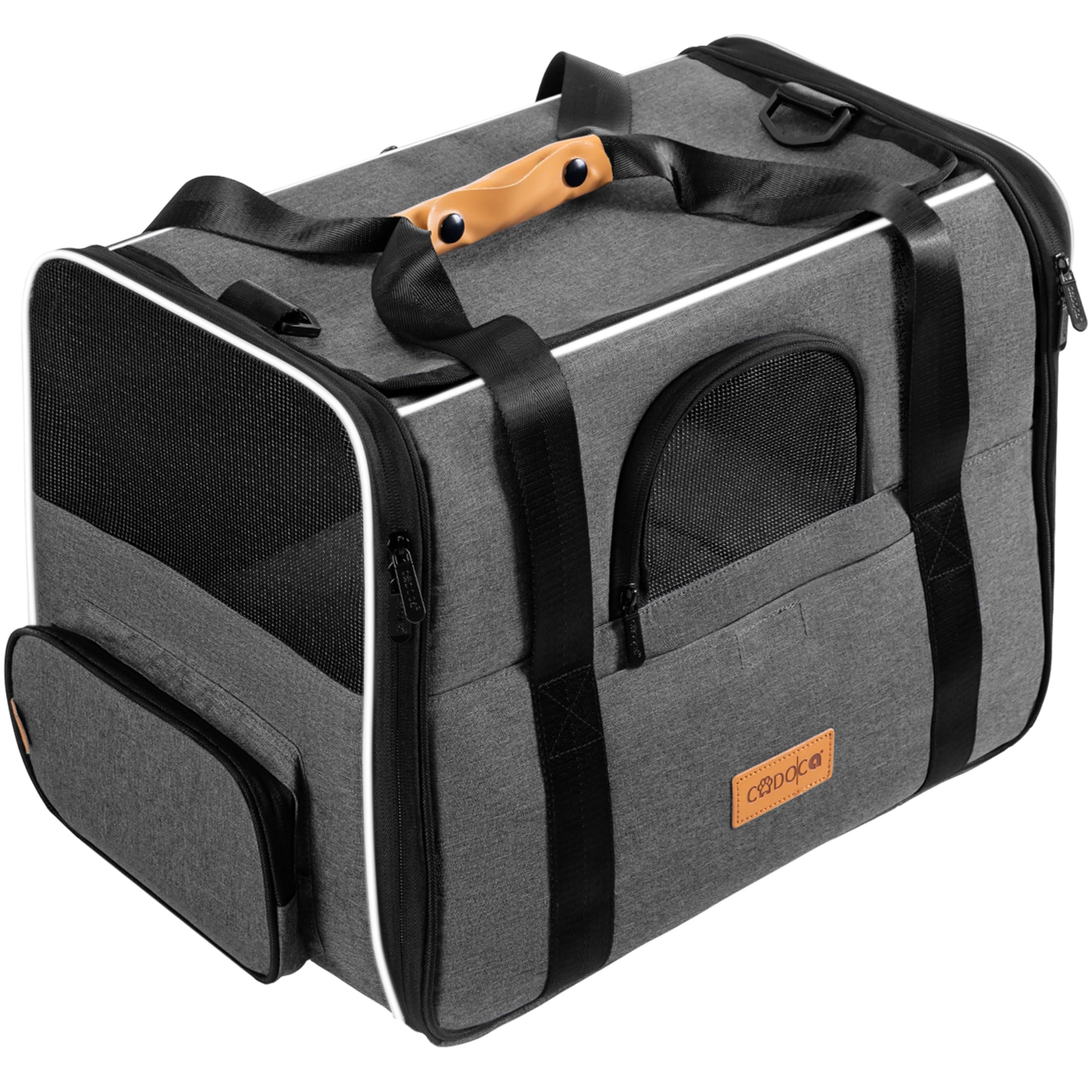 CADOCA® Trasportino Gatto Cane Auto Borsa Animali Domestici Tracolla e Ciotola Zaino per Cani Cuccia Gatti Viaggio Macchina Box per Trasporto