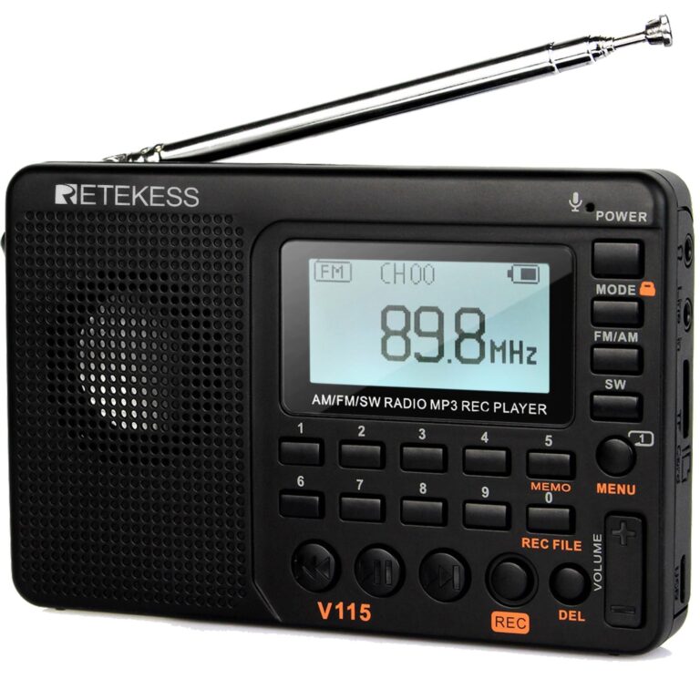 Retekess V115 Radio Portatile, Radio FM(Nero) | Adatto Per Casa, Esterno, Regalo, AM/FM/SW, TF / USB, 3 Modalità Di Registrazione, Con Schermo LCD, Batteria Ricaricabile