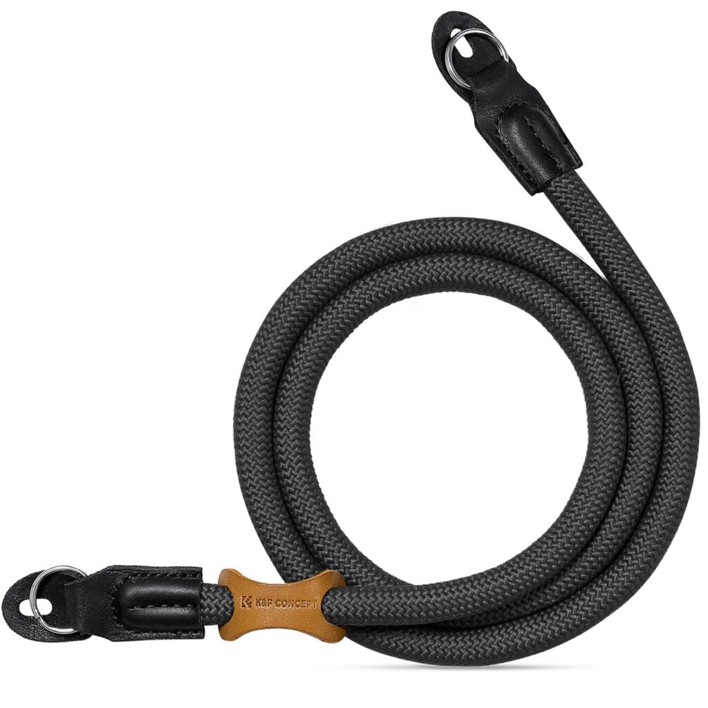 K&F CONCEPT Tracolla Fotocamera Nylon Universale 100cm Nero | Nylon 150D, 10mm, 100cm, Nero, cuciture doppie, acciaio inox, compatibile DSLR/SLR/mirrorless, BJ01