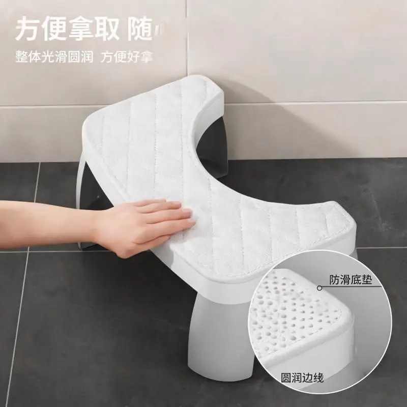 Sgabello per WC Antiscivolo e Impermeabile, Poggiapiedi Ergonomico Rialzato, Struttura Stabile, Strumento Ausiliario per Bagno Domestico