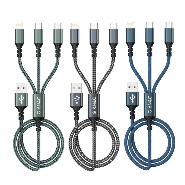 Multi Cavo di Ricarica [3pack 1.2M]3 in 1 Multiplo Cavetto Ricarica Rapida | Multi Cavo di Ricarica Cavetto con Micro USB Tipo C Lightning interfaccia Cavo USB per Samsung iPhone…