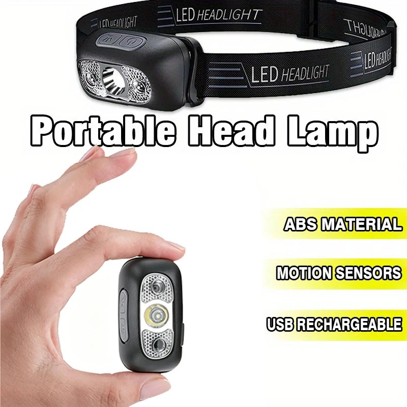 1-5 Pezzi Mini Torcia Frontale Ricaricabile Potente con Sensore, Lampada Frontale USB, Torcia LED, Luce da Campeggio e Ricerca