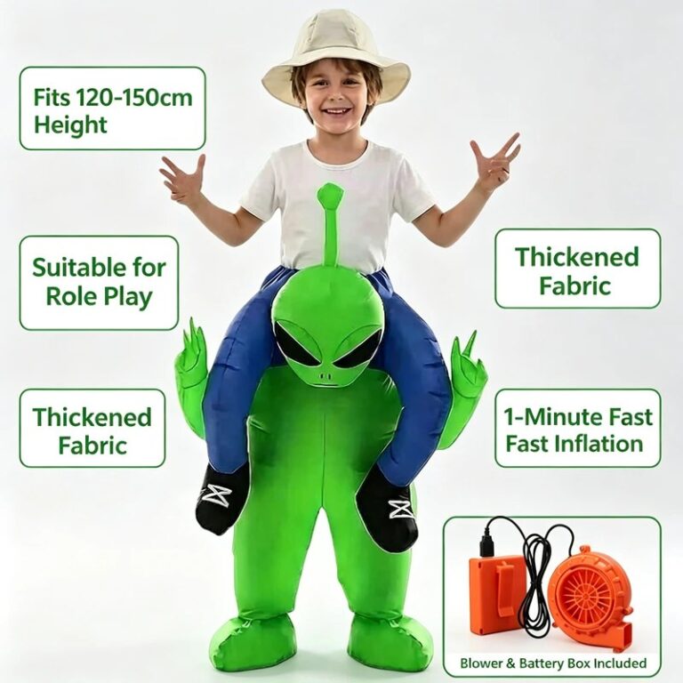 Costume Gonfiabile da Alieno per Bambini, Divertente Alieno Verde Cavalcabile con Ventilatore e Batteria, per Feste di Halloween