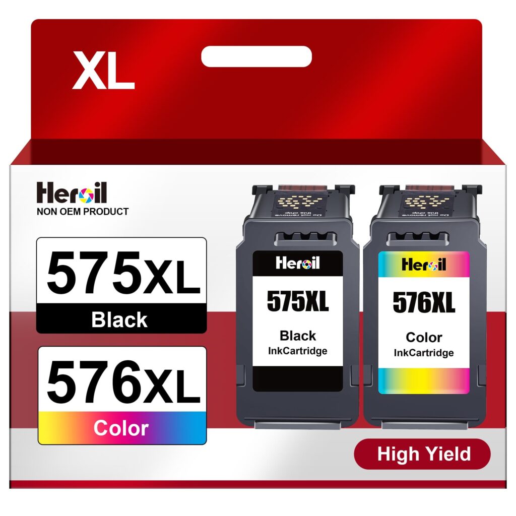 Heroil PG-575XL CL-576XL Sostituzione per Cartucce Canon 575 576 TR4755i | 575 576 XL PG575 CL576 per PIXMA TS3750i TS3550i TS3551i TR4700 TR4750i TR4755i TR4756i(Nero Colore,2-Pa…