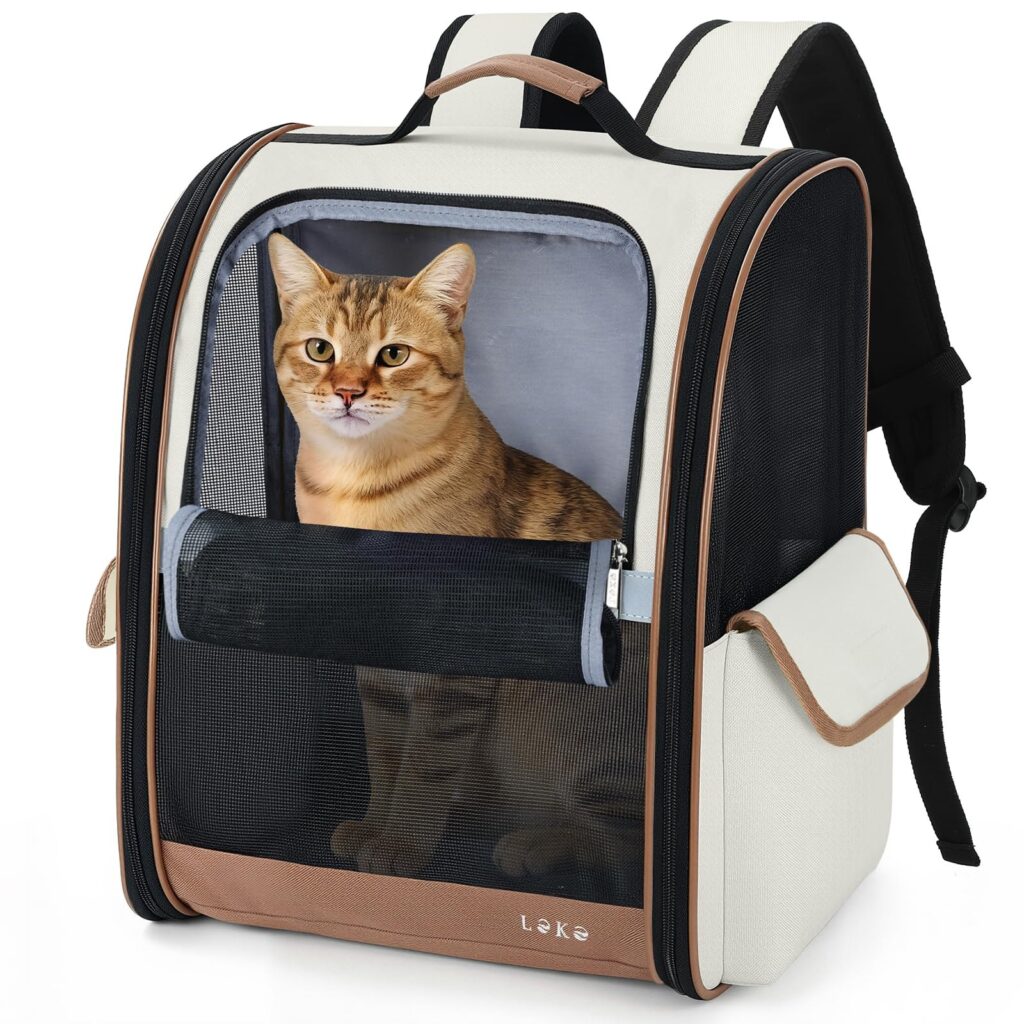 Leksky Zaino per Cani Gatti per Animali Taglia Media/Piccola, Zaino Trasportino Gatto Portatile Pieghevole con Finestra in Rete Fino a 5 kg, Traspirante Zaino Porta Cane per Viagg…
