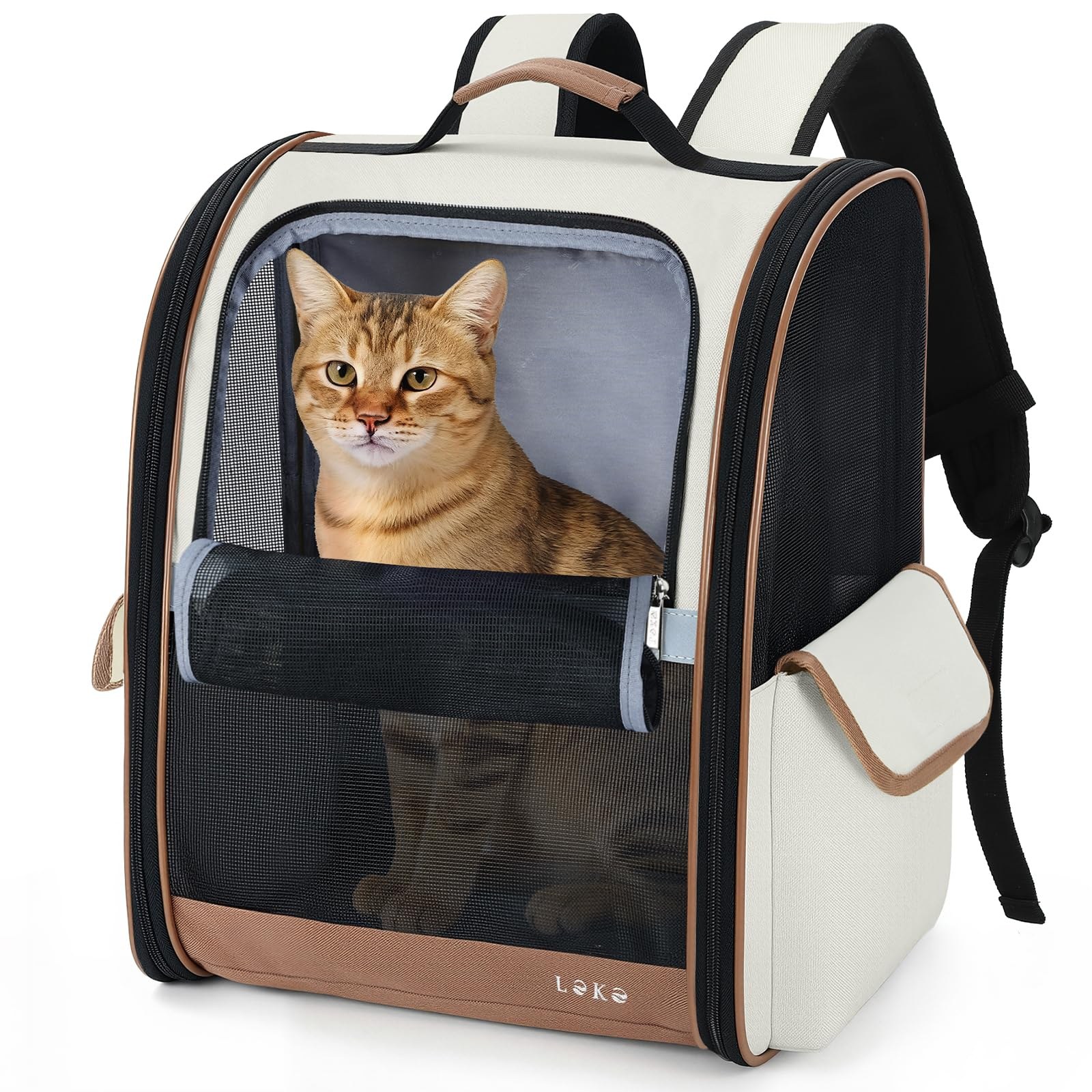 Leksky Zaino per Cani Gatti per Animali Taglia Media/Piccola, Zaino Trasportino Gatto Portatile Pieghevole con Finestra in Rete Fino a 5 kg, Traspirante Zaino Porta Cane per Viagg…
