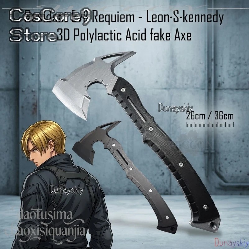 Accessori Cosplay RE9 per Giochi Horror, Ascia Tattica Finta in Acido Polilattico 3D, Oggetti di Scena Accurati in PVC, Stampa 3D, Cosplay Leonon