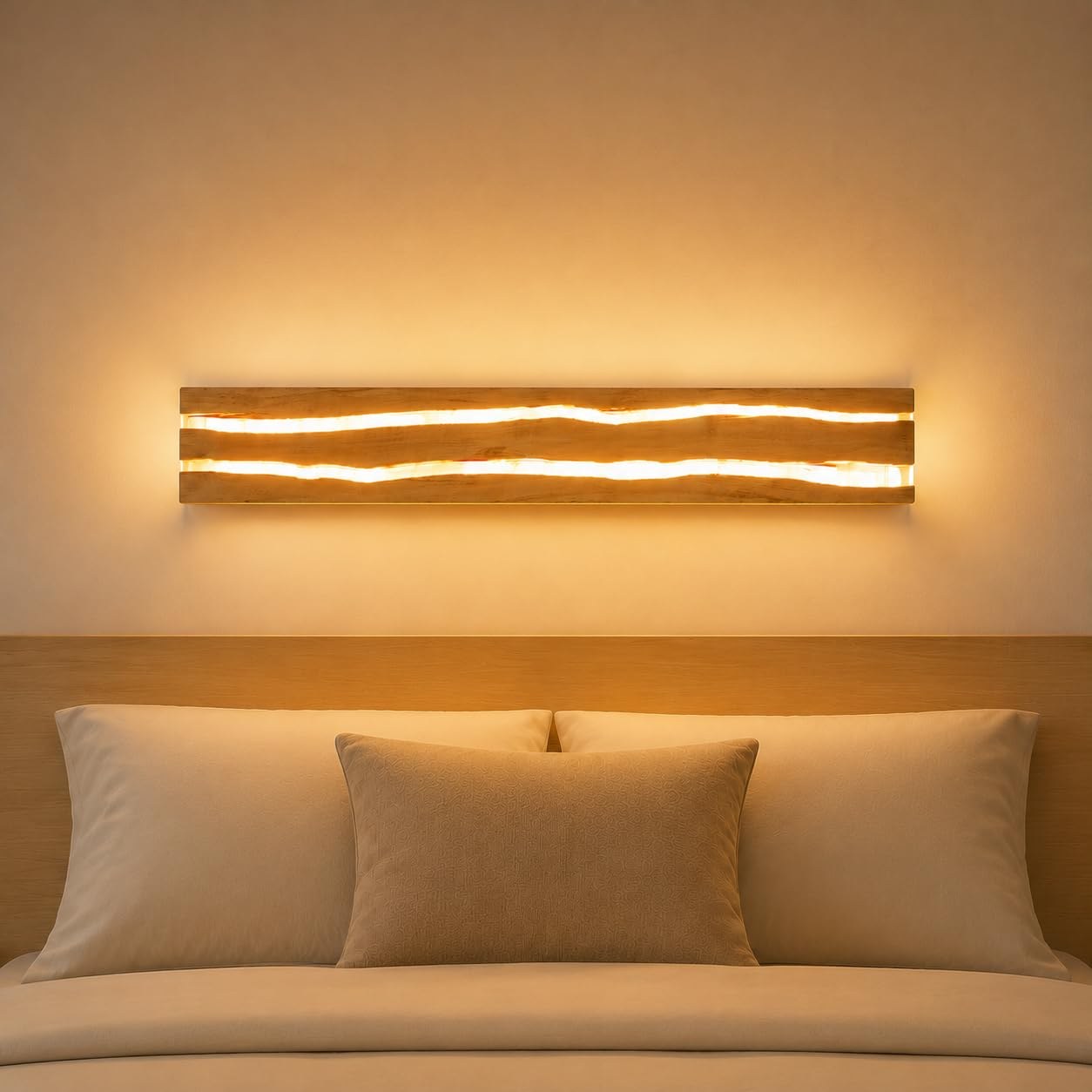 ZMH lampada da parete interno applique LED - applique da parete in legno | 50cm 3000K luce bianco caldo luce notturna moderno luci led camera da letto per scala corridoio illumina…