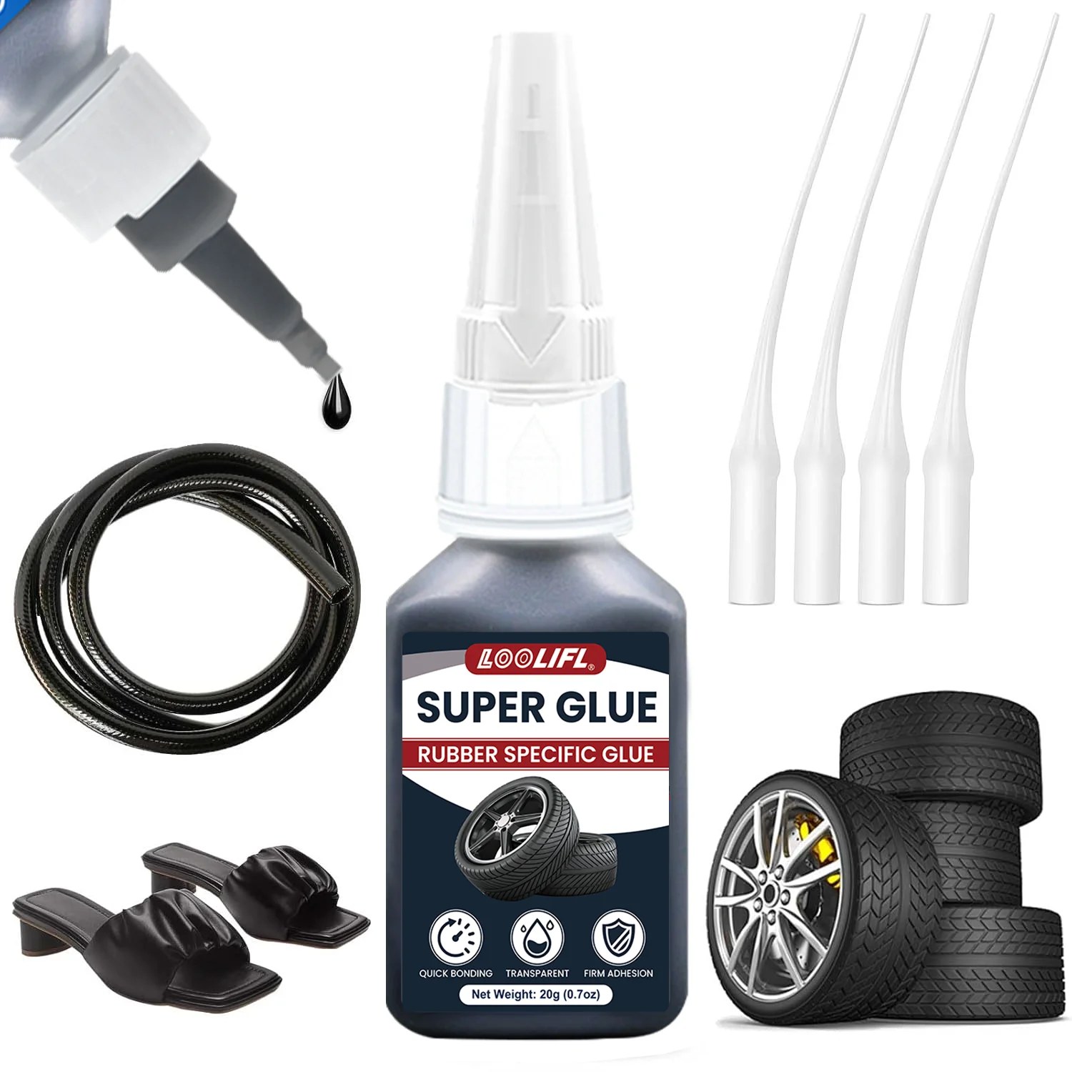 LOOLIFL, colla super nera da 1-10 pezzi, agente per la riparazione dei pneumatici, ad alta resistenza, impermeabile, resistente all'usura, resistente alle alte temperature, robust…