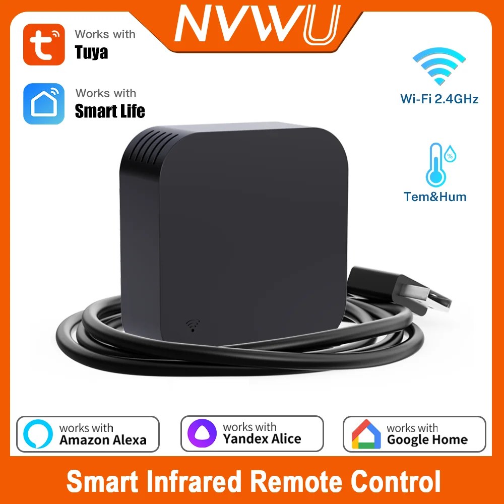 Telecomando IR WiFi Tuya con Controllo APP per Casa Intelligente, Sostituisce Telecomandi TV, DVD, AUD, AC, Compatibile con Google Home, SmartLife, Yandex, Alexa