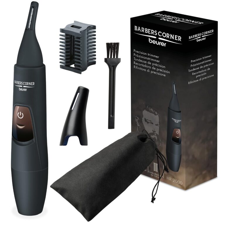 Beurer Rifinitore angolare di precisione HR2000 Barbers, modella e rifinisci sopracciglia, naso, peli delle orecchie, Design angolato, incl. attacco a pettine - 2 lunghezze di tag…