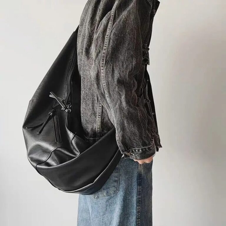Elegante borsa a tracolla da uomo in PU a forma di gnocco, adatta per gite casual e esigenze di grande capacità