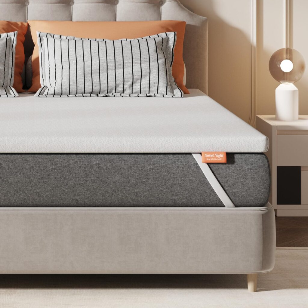 Sweetnight Materasso Topper con Memory Foam in Gel, 160x200 cm, spessore 7,5 cm, con Fondo Antiscivolo, Coprimaterasso in Schiuma di Supporto con Tessuto Morbido e Traspirante, Sf…