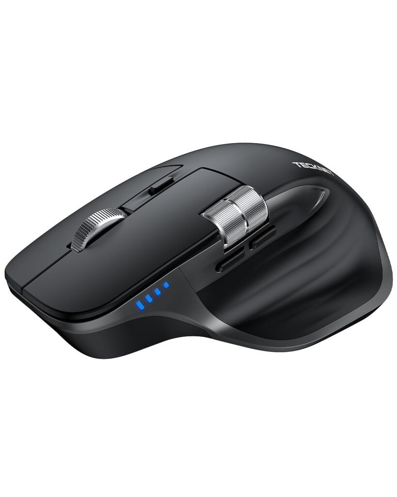 TECKNET Mouse Wireless Bluetooth con Rotella di Scorrimento Orizzontale | Connessione a 3 dispositivi (BT5.3/5.0+2.4G), Ricaricabile, 800-4800DPI, per PC/Tablet/Laptop/Computer/Ma…