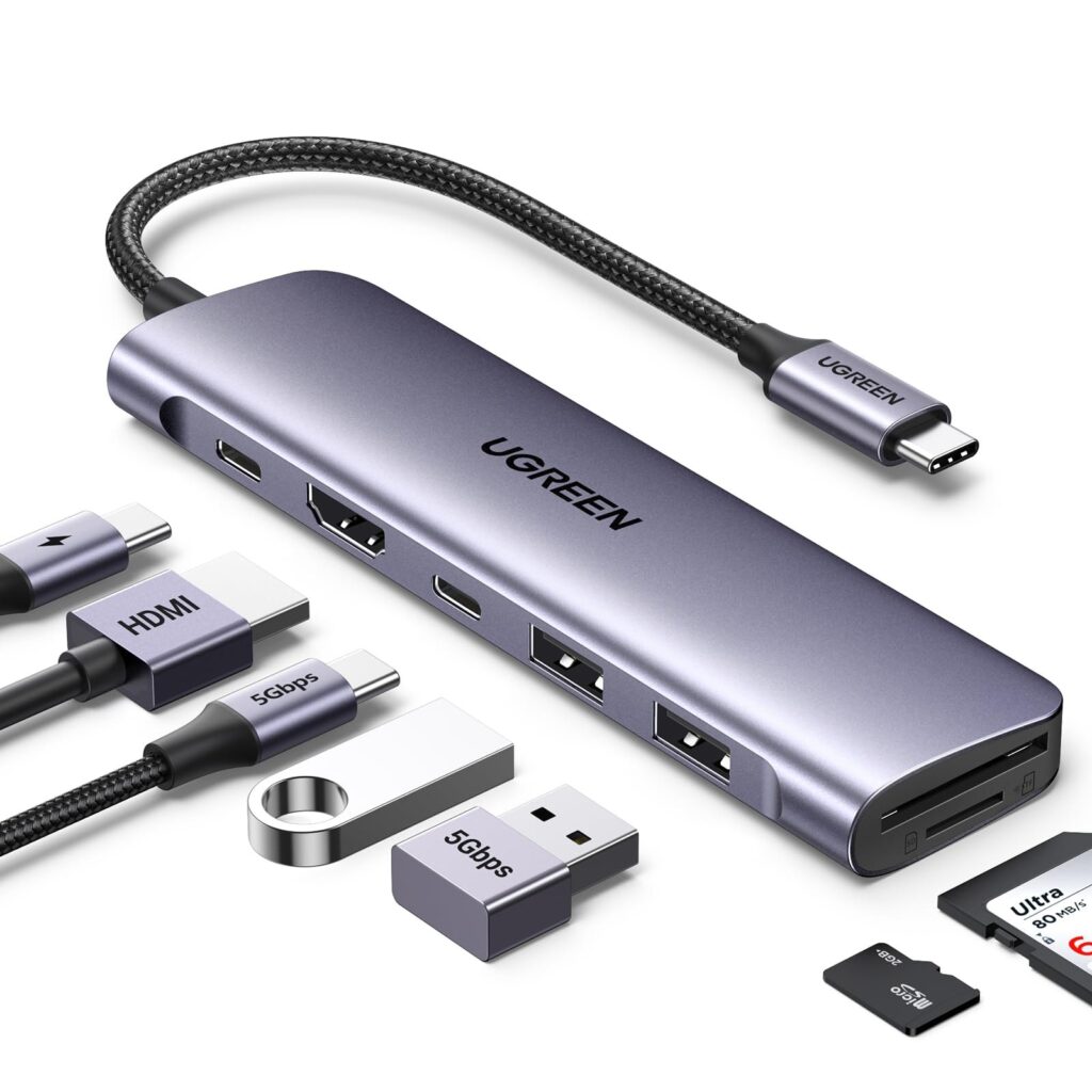 UGREEN Revodok 1071 Hub USB C 7 in 1 Adattatore Multiporta Docking Station | HDMI 4K, Lettore di Schede SD TF, PD 100W Rapida, 5Gbps 2A1C, Compatibile con MacBook Neo iPad Pro Air…