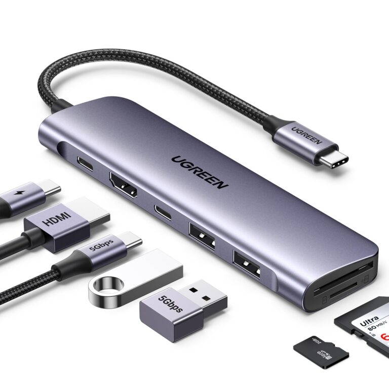 UGREEN Revodok 1071 Hub USB C 7 in 1 Adattatore Multiporta Docking Station | HDMI 4K, Lettore di Schede SD TF, PD 100W Rapida, 5Gbps 2A1C, Compatibile con MacBook Neo iPad Pro Air…