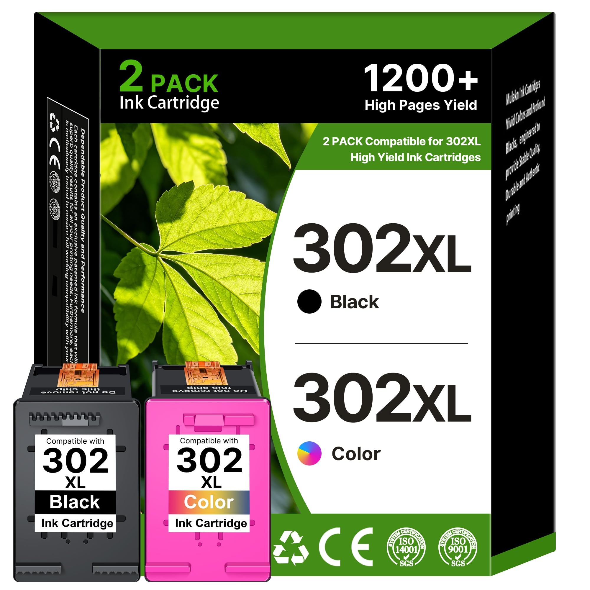 302 XL Sostituzione per Cartucce HP 302 Nero e Colore per HP Envy 4520 | Cartucce 302 XL, Sostituzione per HP OfficeJet 3833 3830 3835 5230 3834 Envy 4520 4527 4524 4525 Deskjet 3…