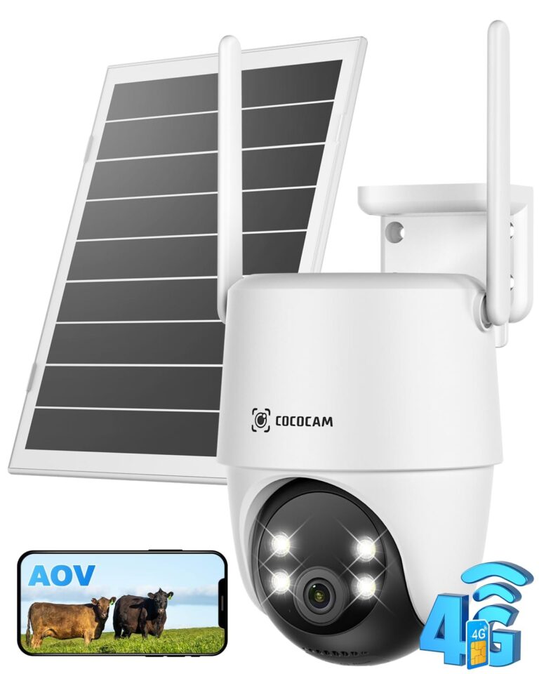 COCOCAM 24/7 Registrazione AOV 4G Telecamera con SIM da Esterno 2K PTZ | Batteria 10000mAh Pannello Solare 9W, Rilevamento AI, Tracking AI, Visione Notturna 30 Metri, Scheda SIM I…