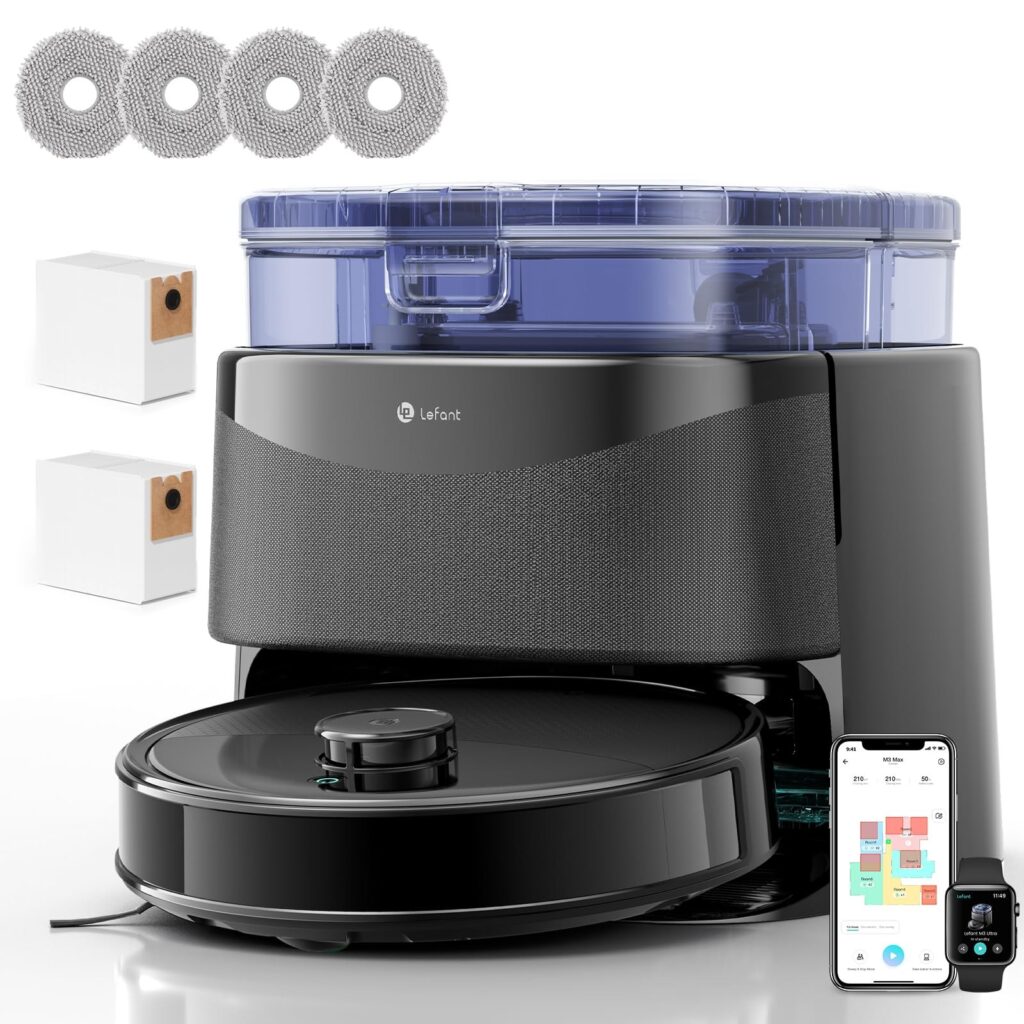 Lefant M3 Ultra Robot Aspirapolvere Lavapavimenti con Mappatura 23.000Pa | Lavaggio Mop 75°C, Multi-Mappa, Stazione All-in-One 3,2L, Auto-Svuotamento, Asciugatura, Rilevamento Tap…