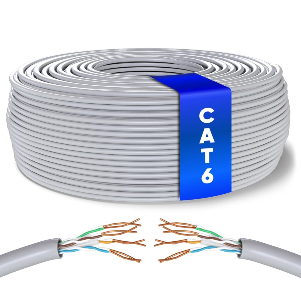 Mr. Tronic Cavo Ethernet Cat 6 da 50m Bulk Cabel, Cavo di Rete LAN Cat 6 ad Alta Velocità Per Connessione Internet Veloce 1 Gbps – 250 MHz AWG24 Sfuso | UTP CCA (50 Metri, Grigio)