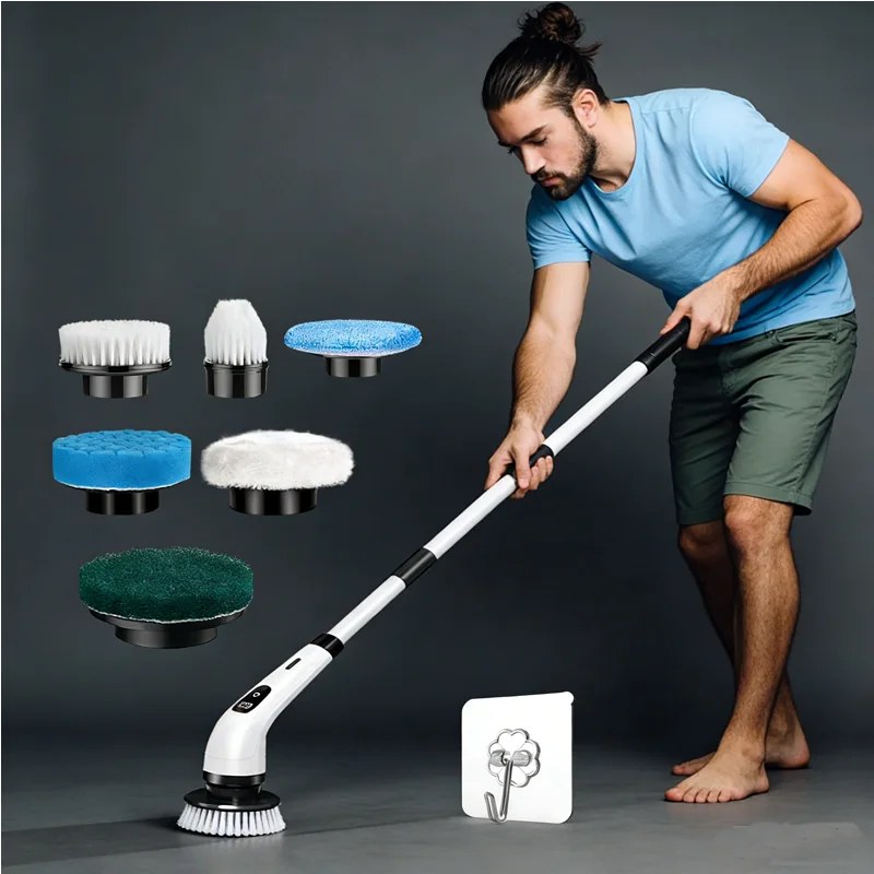 Spazzola Elettrica Senza Fili per Pulizia Domestica, Gadget da Cucina, Spazzole per Capelli, Scopa per Bagno, Spazzola Multiuso per Pulizia, Mop Elettrico