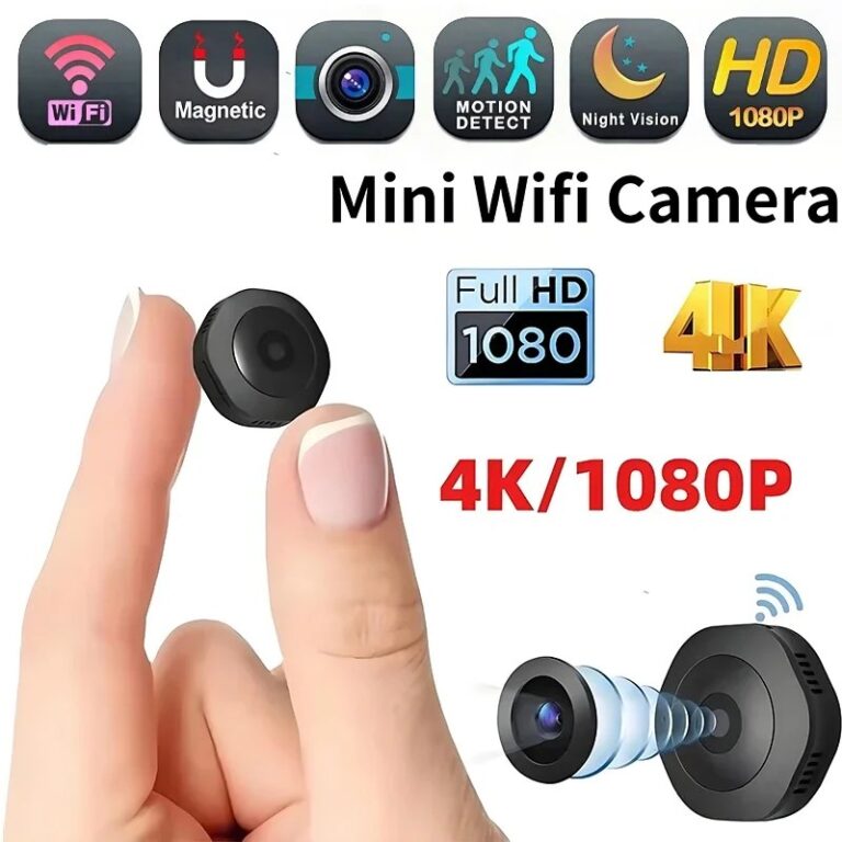 Mini Telecamera Wireless 4K 1080p HD Portatile Invisibile con Visione Notturna, Videocamera WiFi con Monitoraggio Remoto e Registratore Audio