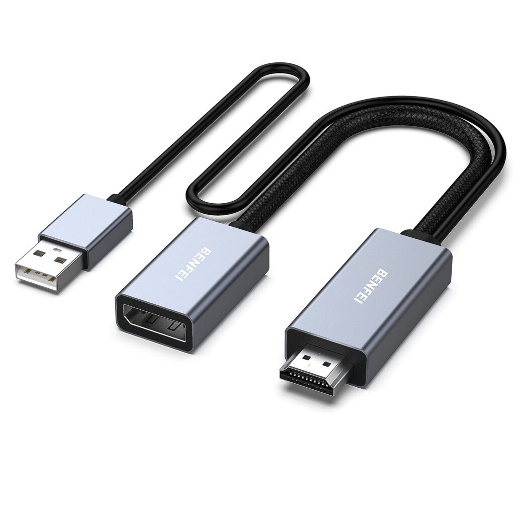 BENFEI Adattatore HDMI a DisplayPort, convertitore HDMI a DisplayPort 4K@60Hz 2K@144Hz 1080P@165Hz, compatibile con scheda grafica PC portatile PS5 Xbox One (360)
