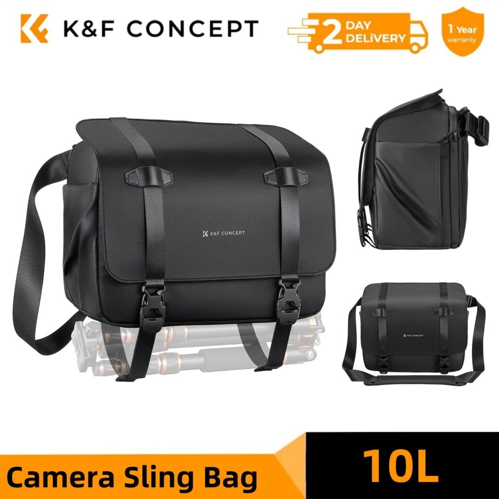 Borsa a Tracolla per Fotocamera K&F CONCEPT 10L, Zaino Fotografico a Tracolla per Sony Nikon Canon DSLR con Supporto per Treppiede