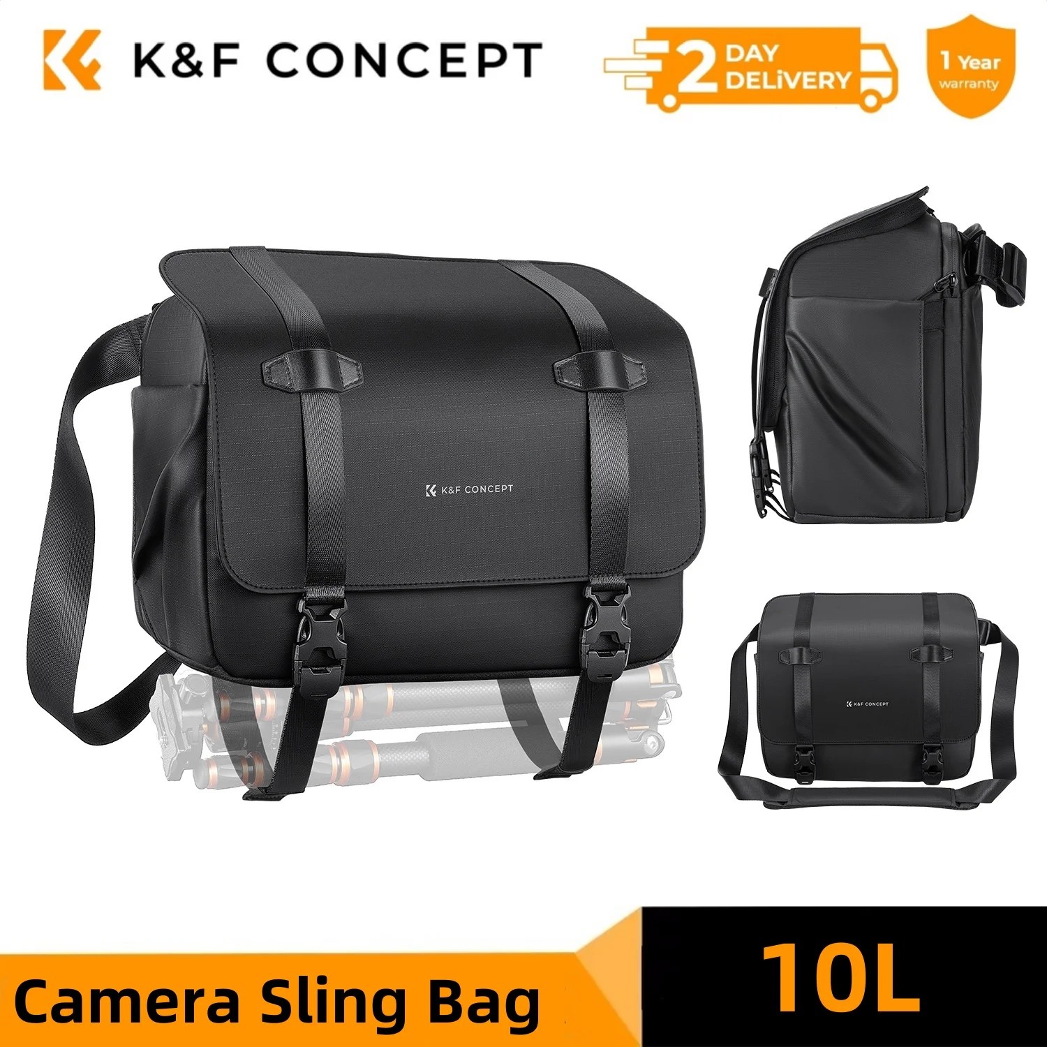 Borsa a Tracolla per Fotocamera K&F CONCEPT 10L, Zaino Fotografico a Tracolla per Sony Nikon Canon DSLR con Supporto per Treppiede