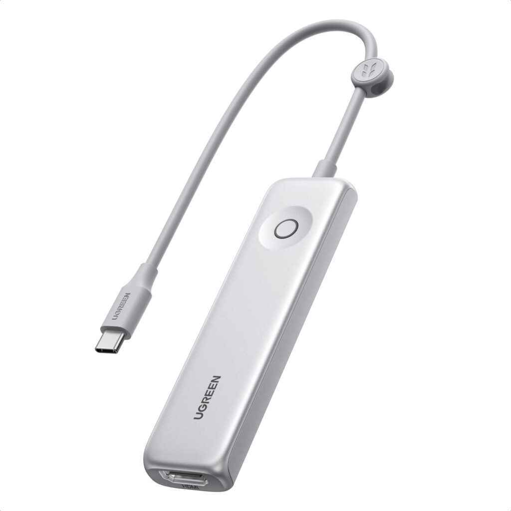 UGREEN Revodok Hub USB C 5 in 1 Adattatore USB C Sottile e Leggero | HDMI 4K 60Hz, 10Gbps, PD 100W Ricarica Rapida, Bottone di Comando, Compatibile con MacBook iPad Pro Air iPhone…